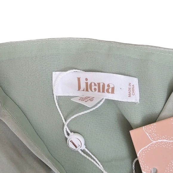 Liena Side Tie Satin Formal Midi Dress Sage Green Sz 4 - Picture 5 of 6